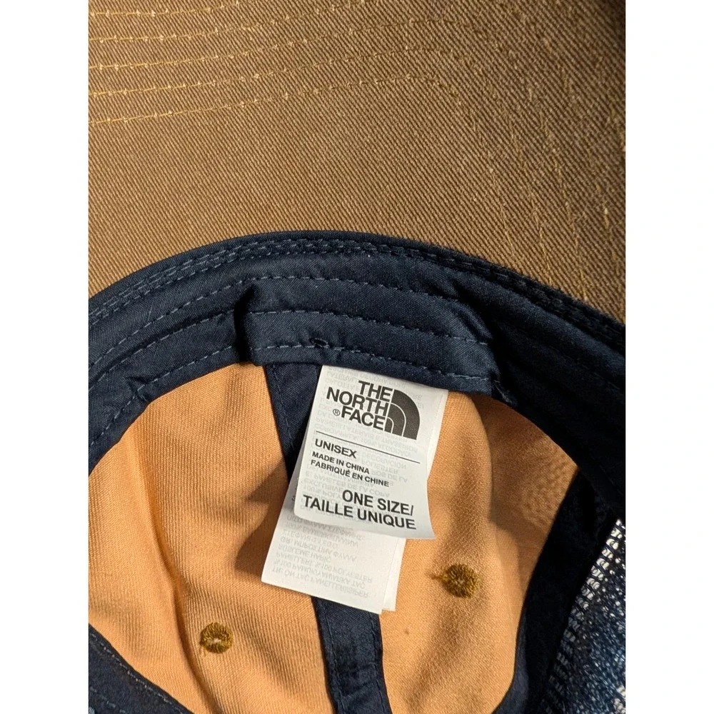 The North Face Unisex Brown Navy Mesh Trucker Hat Snapback Mountain Patch Cap